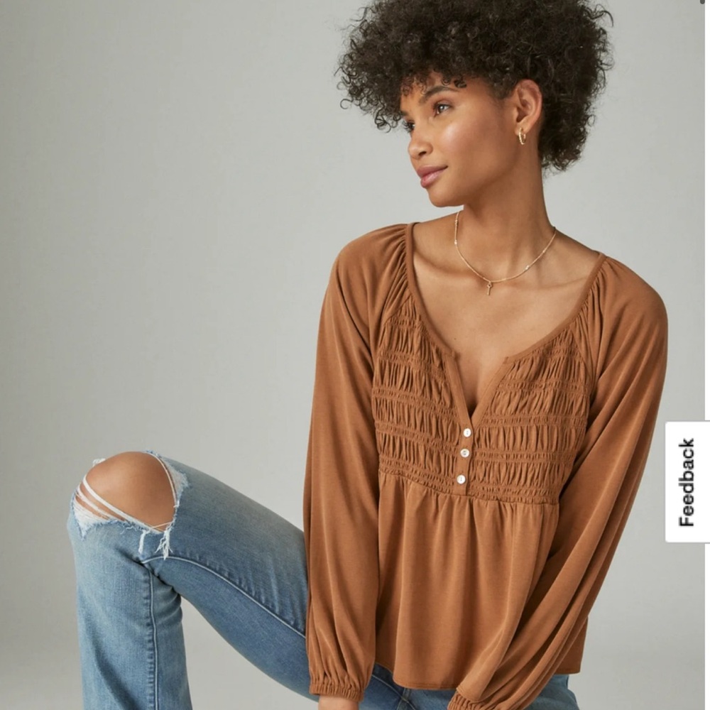 Lucky Brand Brown Long Sleeve Blouse